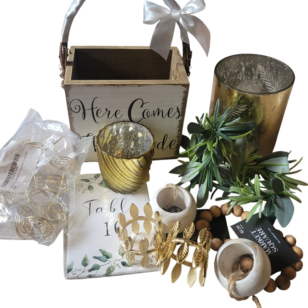 Rustic Shabby Chic Wedding Decor Bundle Flower Girl Basket Table Numbers